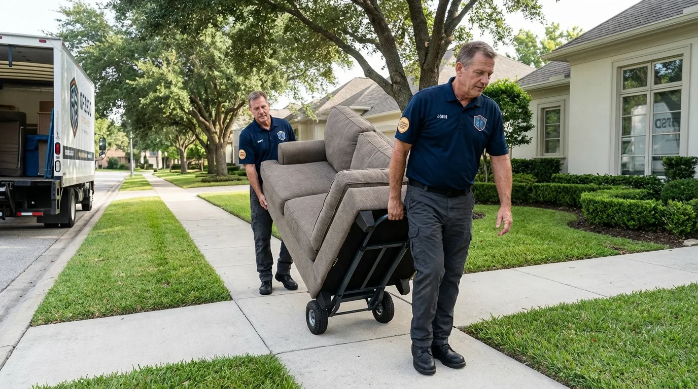 Local residential moving crew loading furniture in Shelby, MS